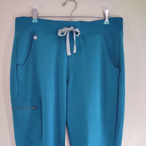 FIGS Zamora Jogger Scrub Pants Teal Color Cargo Pockets Women's Medium-Tall - Picture 3 of 9